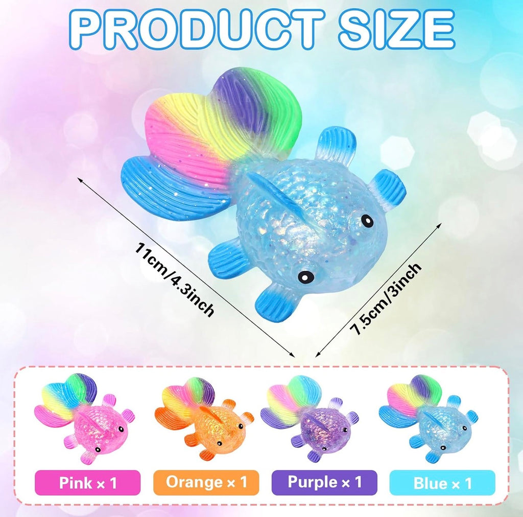 Glitter Goldfish Squishy – Rainbow Sensory Squeeze Toy