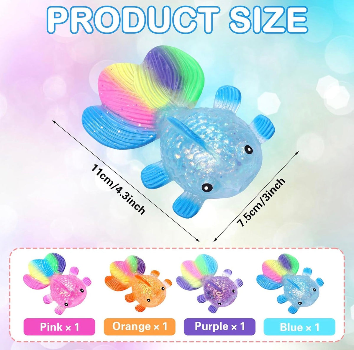 Glitter Goldfish Squishy – Rainbow Sensory Squeeze Toy