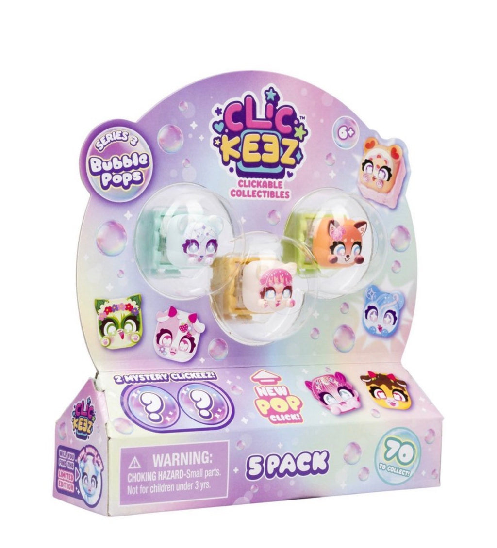 Clickeez Series 3 Bubble Pops Mystery 5-Pack Fidget Keychain