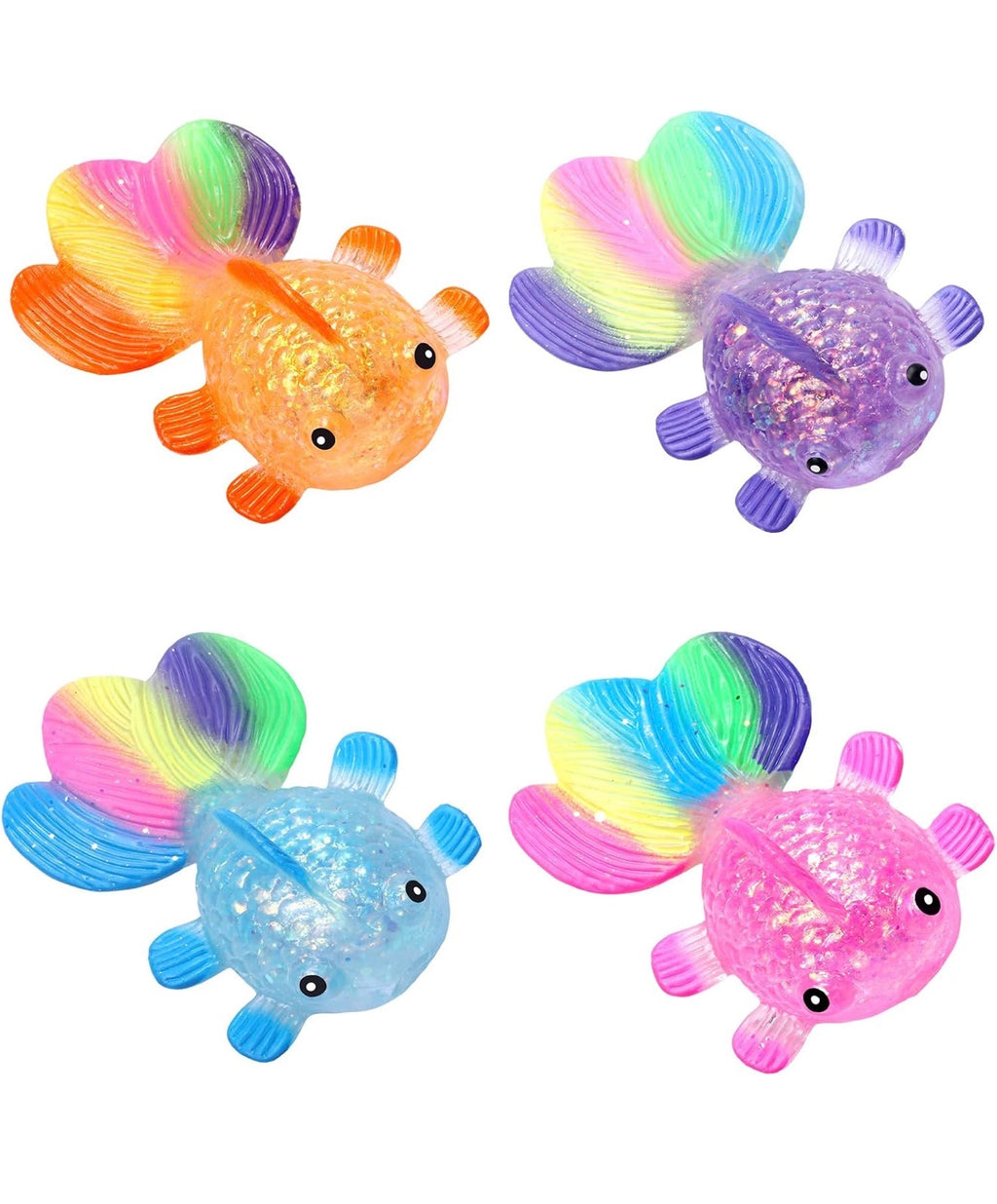 Glitter Goldfish Squishy – Rainbow Sensory Squeeze Toy