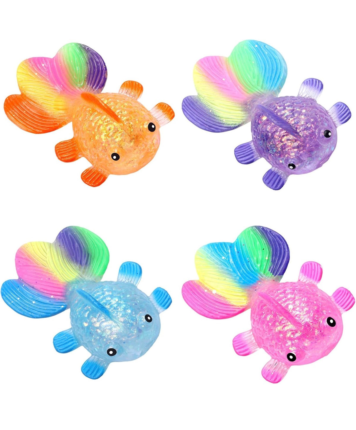 Glitter Goldfish Squishy – Rainbow Sensory Squeeze Toy