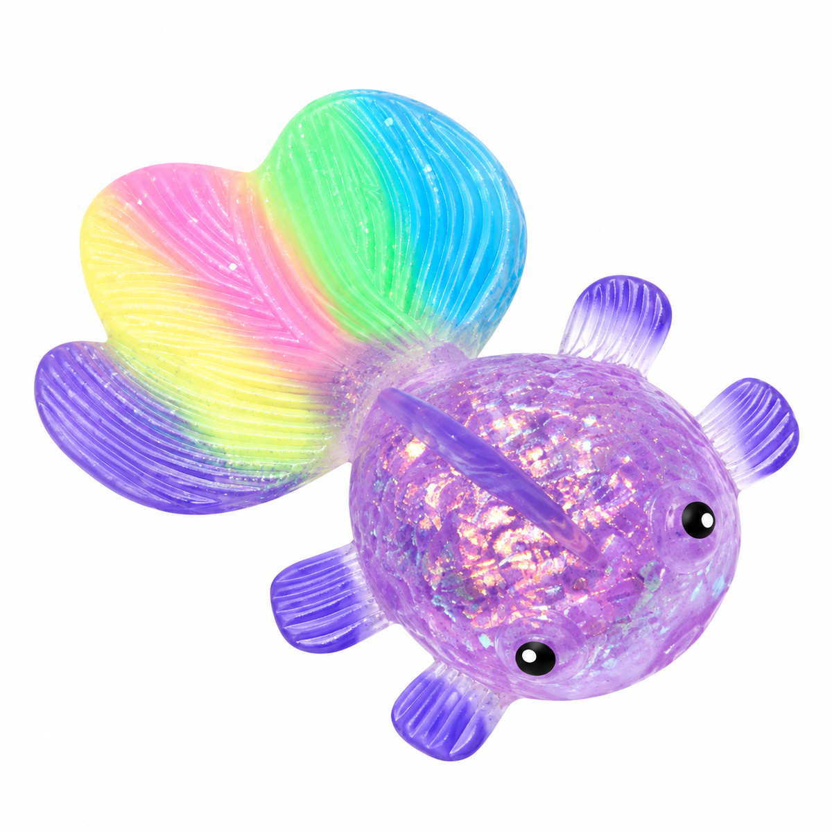 Glitter Goldfish Squishy – Rainbow Sensory Squeeze Toy