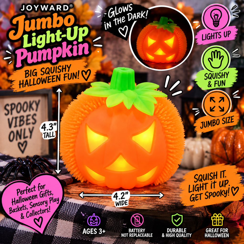 Joyward Jumbo Light-Up Pumpkin Squishy – Halloween Sensory Toy