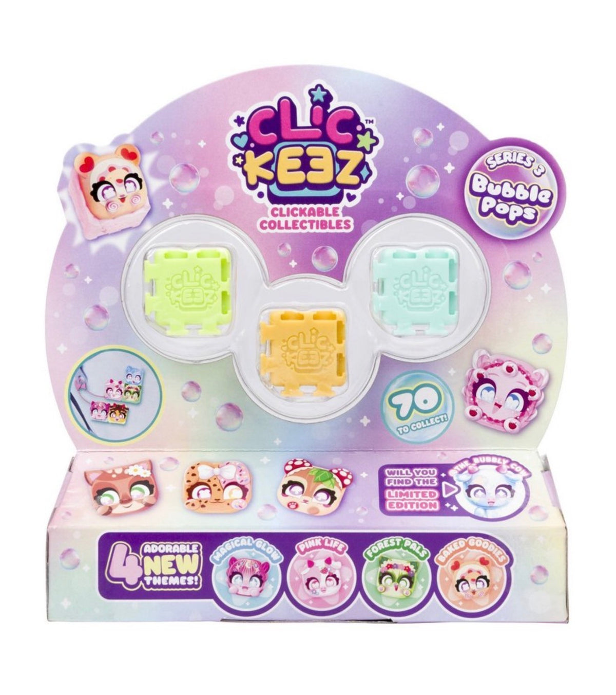 Clickeez Series 3 Bubble Pops Mystery 5-Pack Fidget Keychain