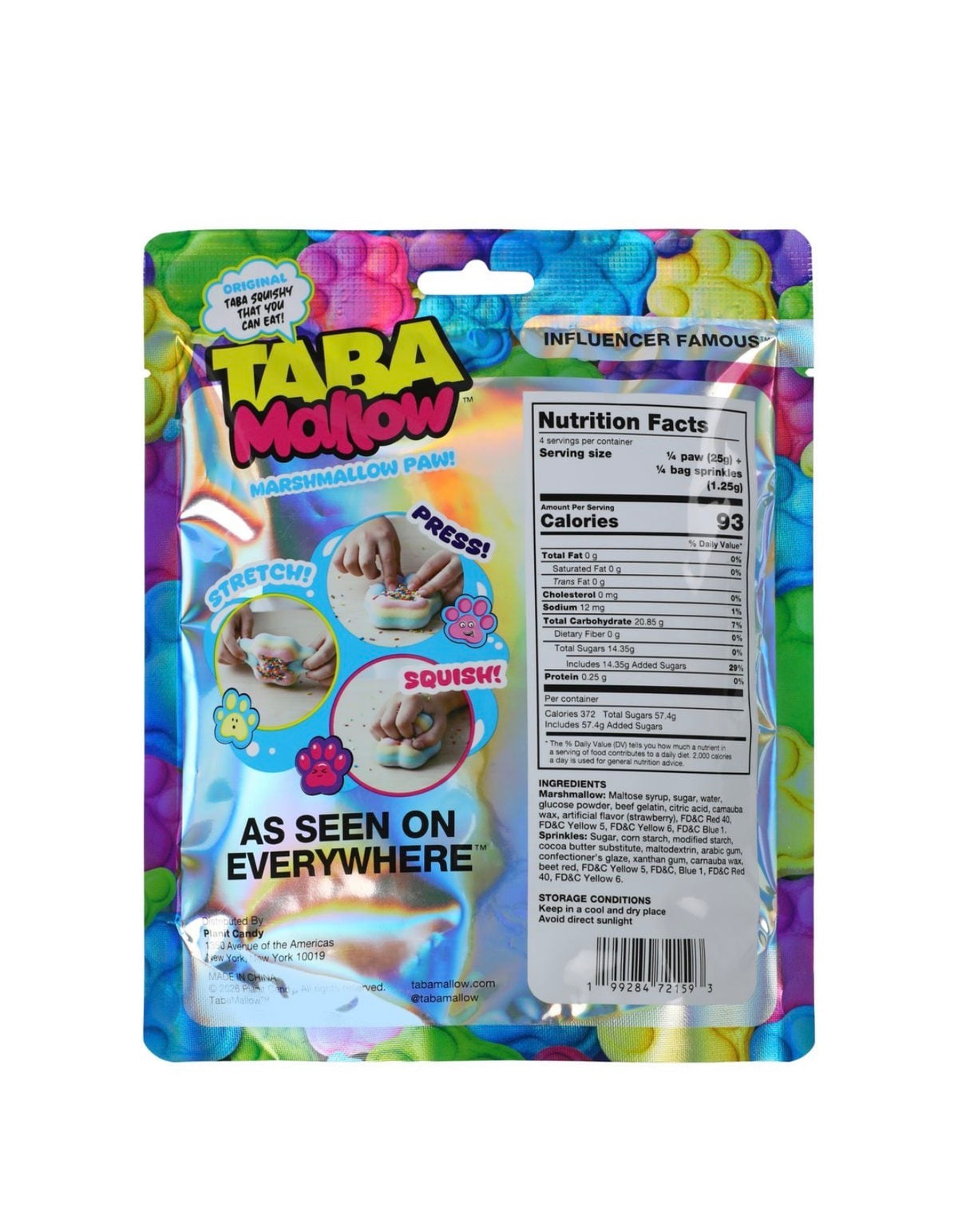 Taba Mallow™ Marshmallow Paw Candy – Rainbow Puff, 3.5 oz