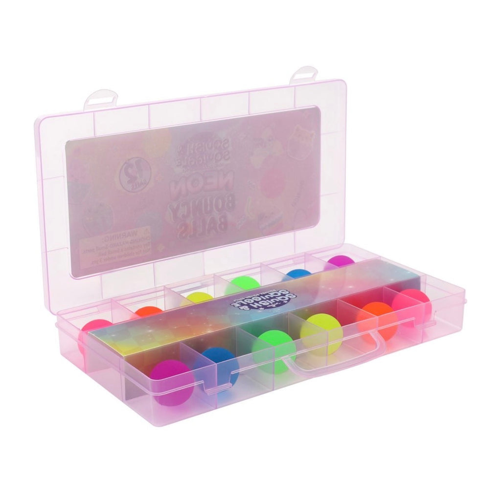 Squish & Squiggle Bouncy Balls – 12-Pack Carrying Case