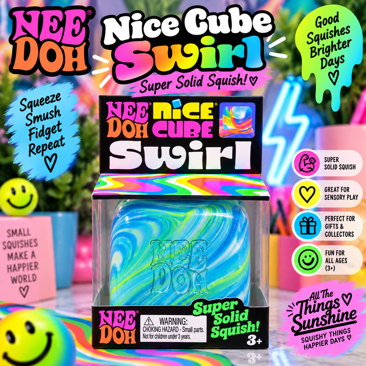 NeeDoh Nice Cube Swirl – Super Solid Squish