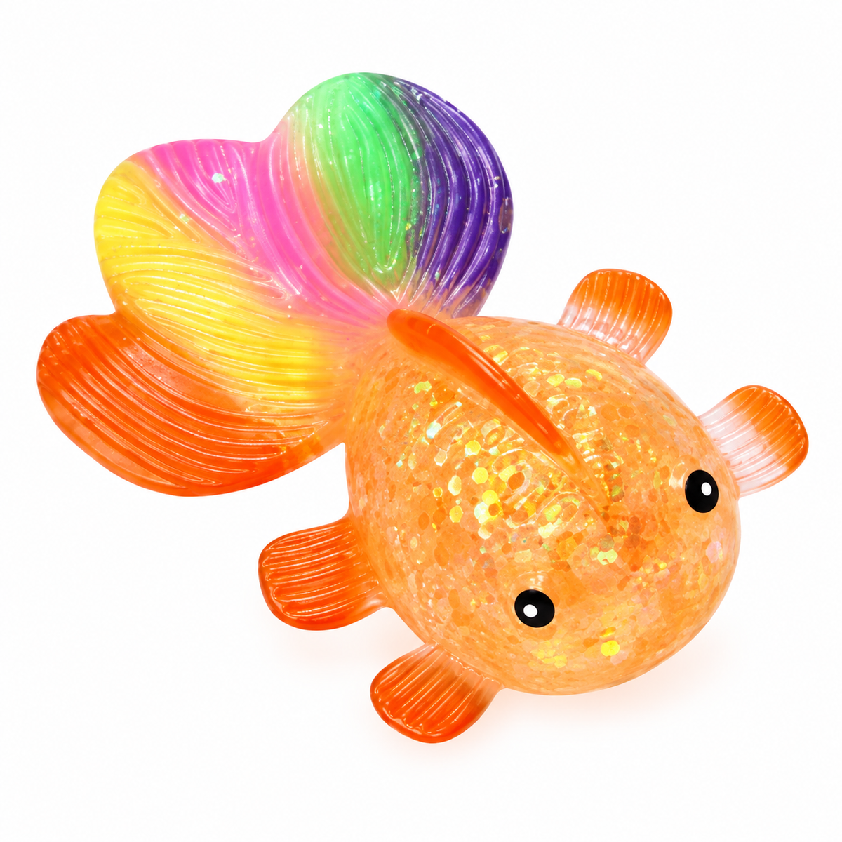 Glitter Goldfish Squishy – Rainbow Sensory Squeeze Toy