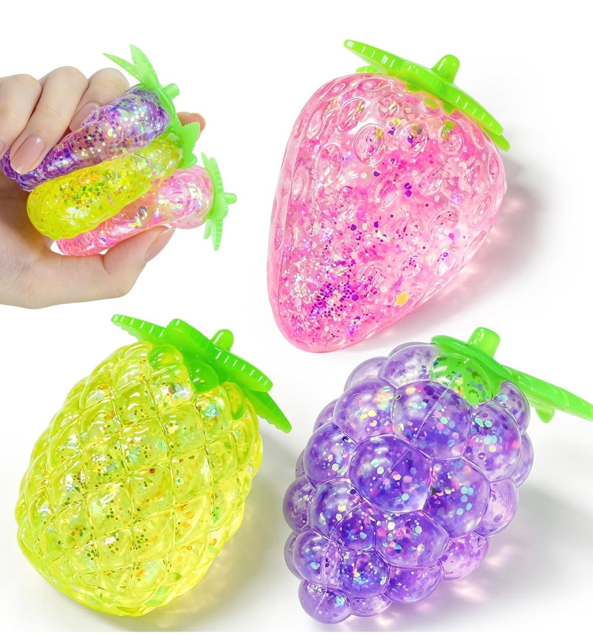 Sparkle Fruit Squishy – Glitter-Filled Sensory Stress Toy