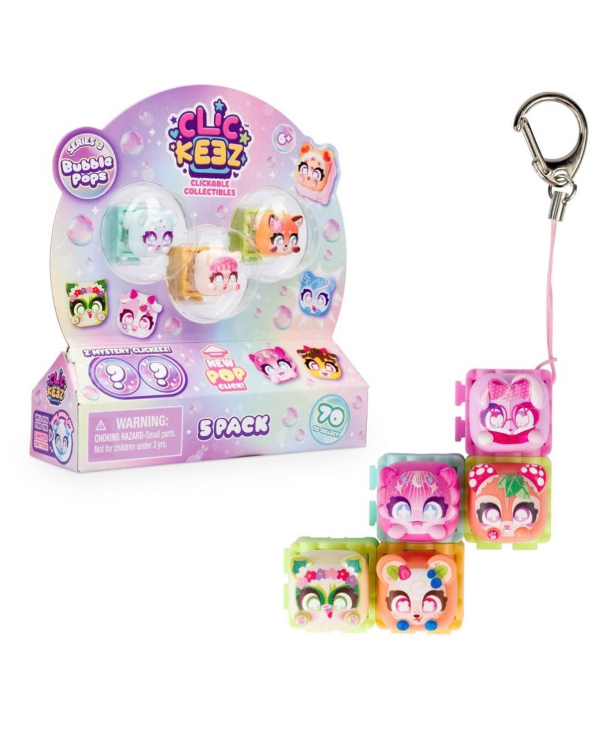 Clickeez Series 3 Bubble Pops Mystery 5-Pack Fidget Keychain