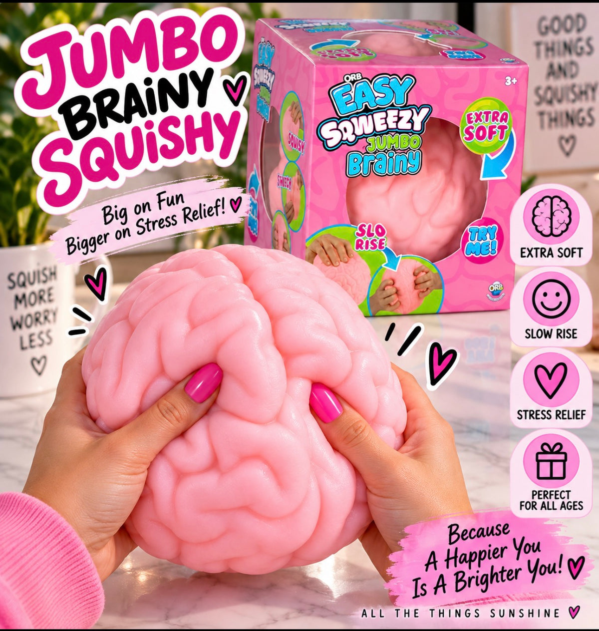 🧠 ORB Easy Squeezy Jumbo Brainy – Extra Soft Sensory Squishy