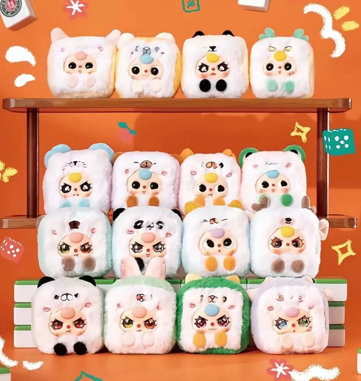 Baby Three Little Mahjong Plush Keychain Blind Box
