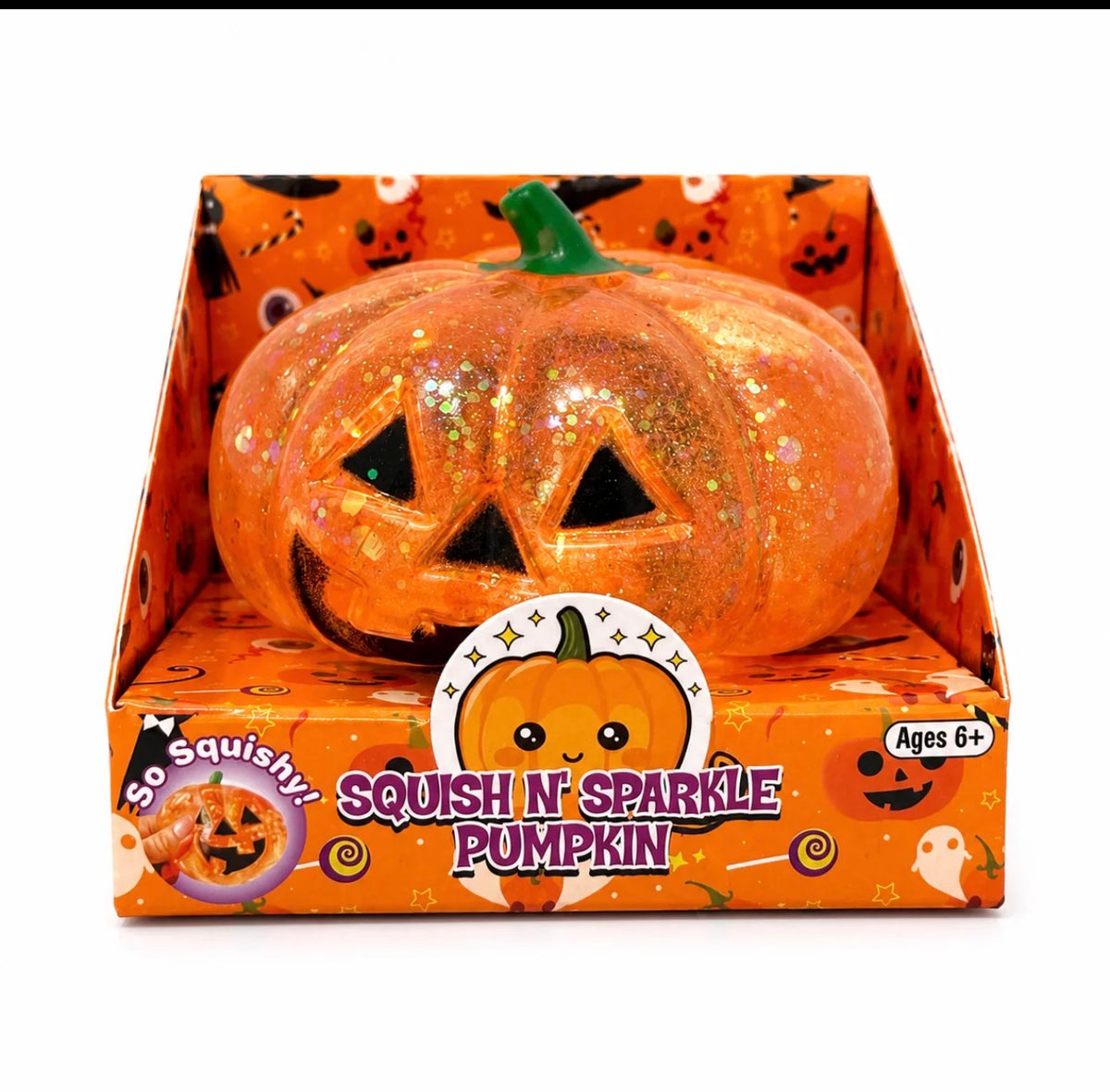 Squish N’ Sparkle Glitter Pumpkin – Halloween Sensory Toy