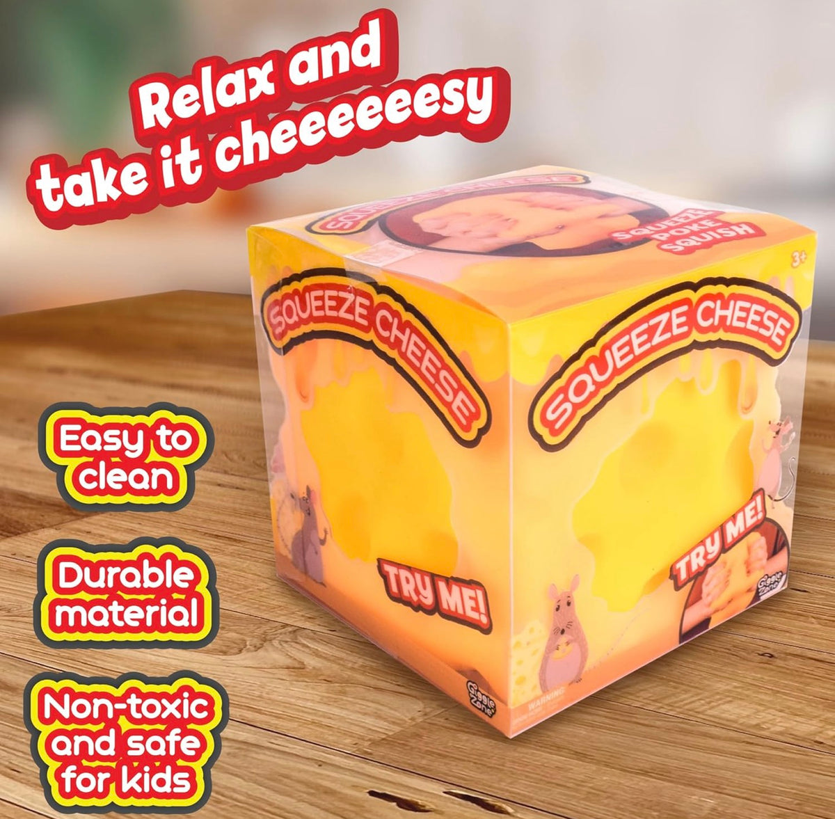 Giggle Zone Squeeze Cheese Sensory Squishy Toy