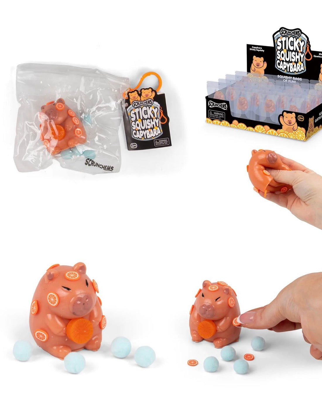 Citrus Capybara Sticky TABA Squishy | Kawaii Sensory Stress Toy