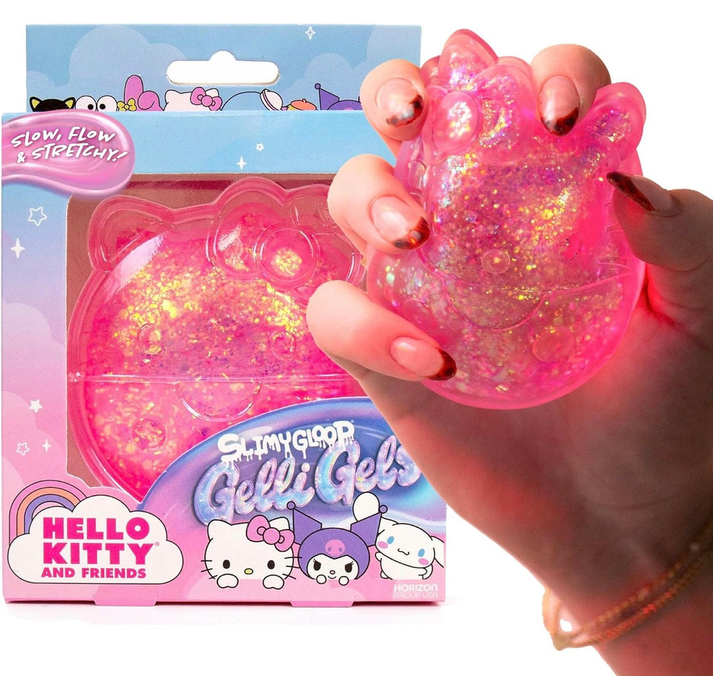 Hello Kitty SlimeyGloop Gelli Gels – Pink Glitter Stretchy Sensory Gel