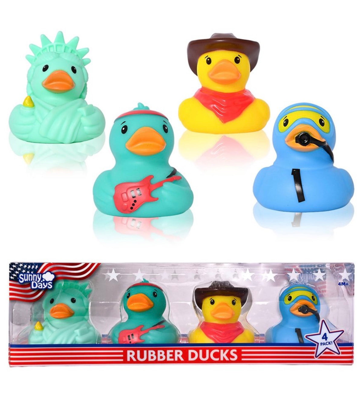 All-American Character Rubber Duck Set – 4 Pack