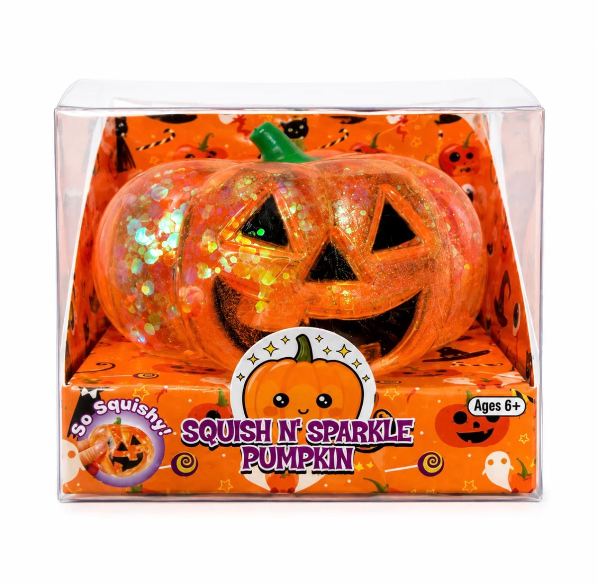 Squish N’ Sparkle Glitter Pumpkin – Halloween Sensory Toy