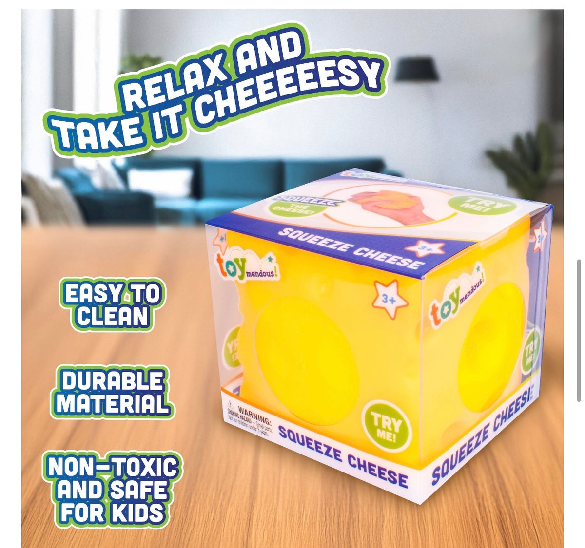 Toymendous Squeeze Cheese Sensory Stress-Relief Toy