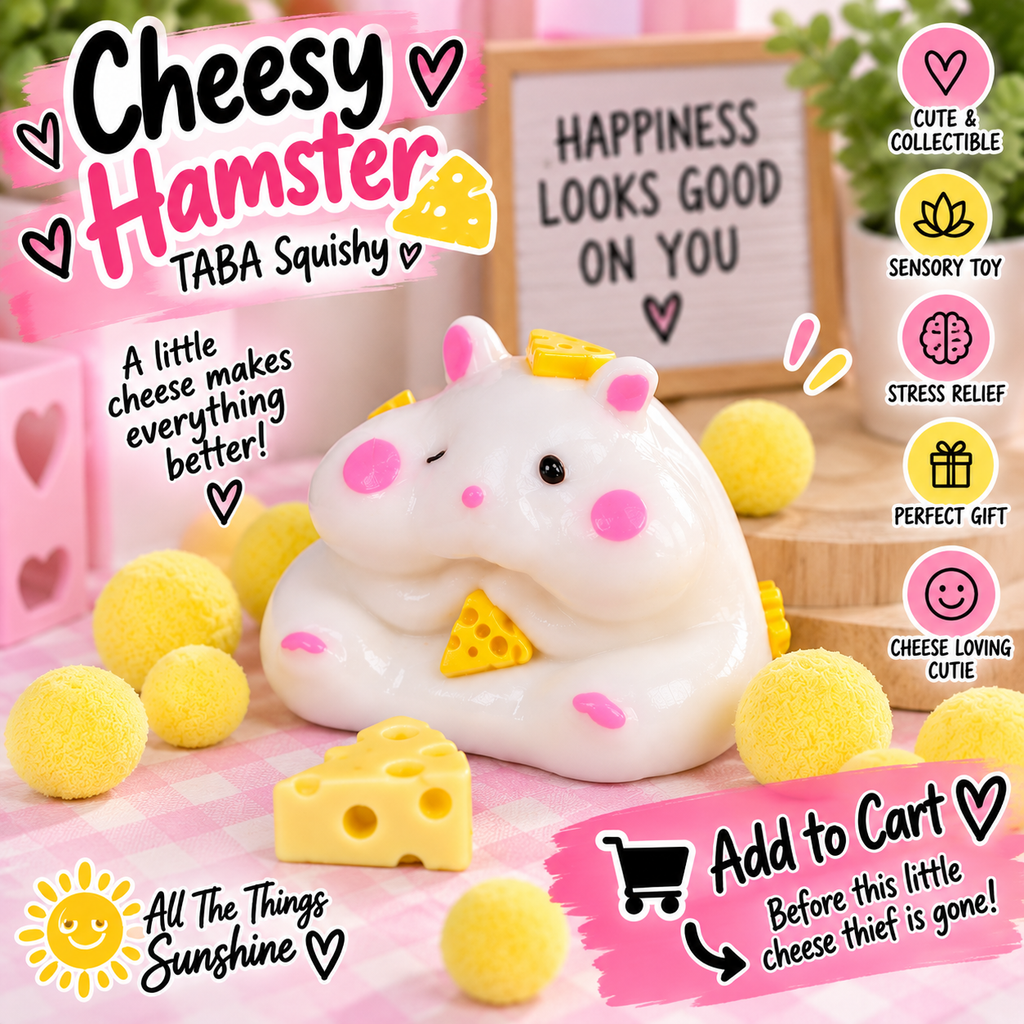 Cheesy Hamster TABA Sticky Squishy – Slow-Rise Sensory Toy