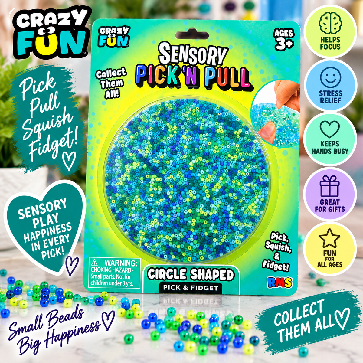 Crazy Fun Sensory Pick ’N Pull Fidget Pad – Pick, Squish & Pull!
