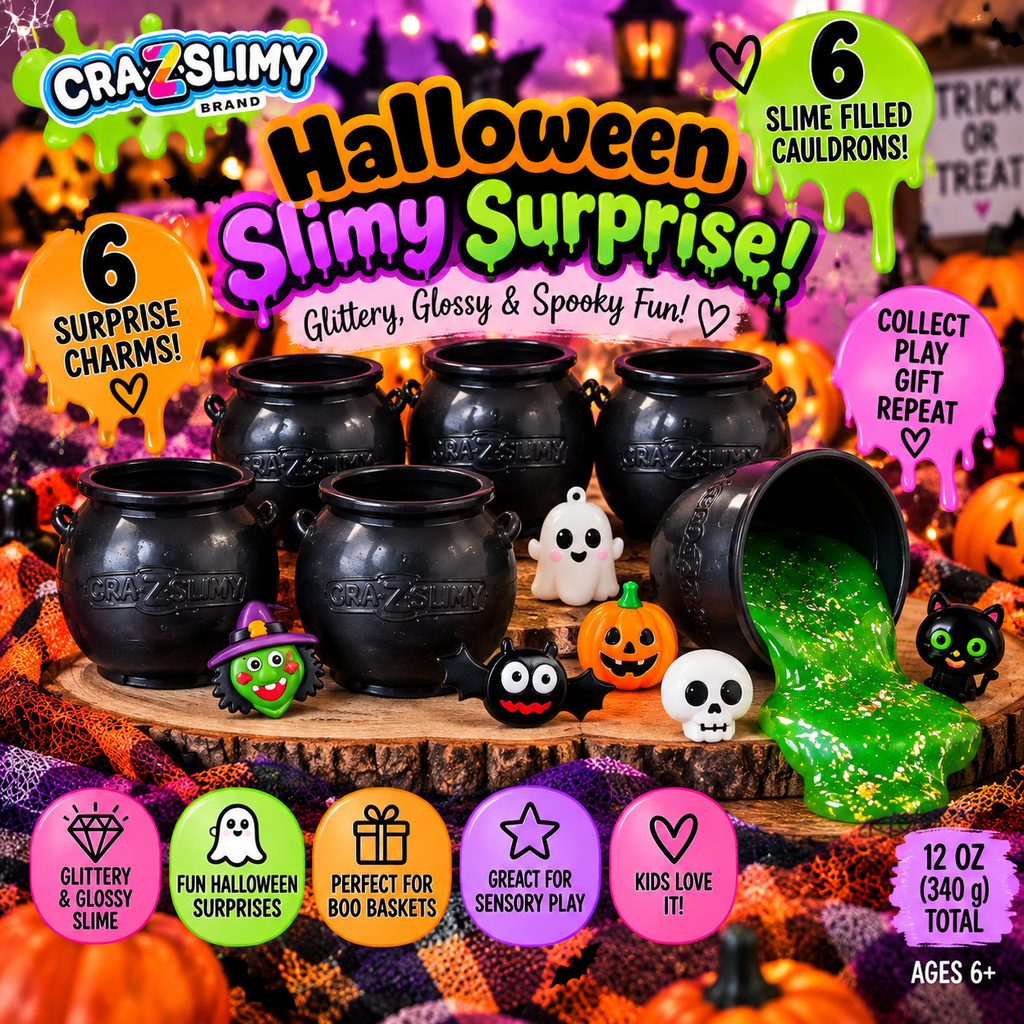 Cra-Z-Slimy Halloween Slimy Surprise 6-Pack Cauldrons + Charms