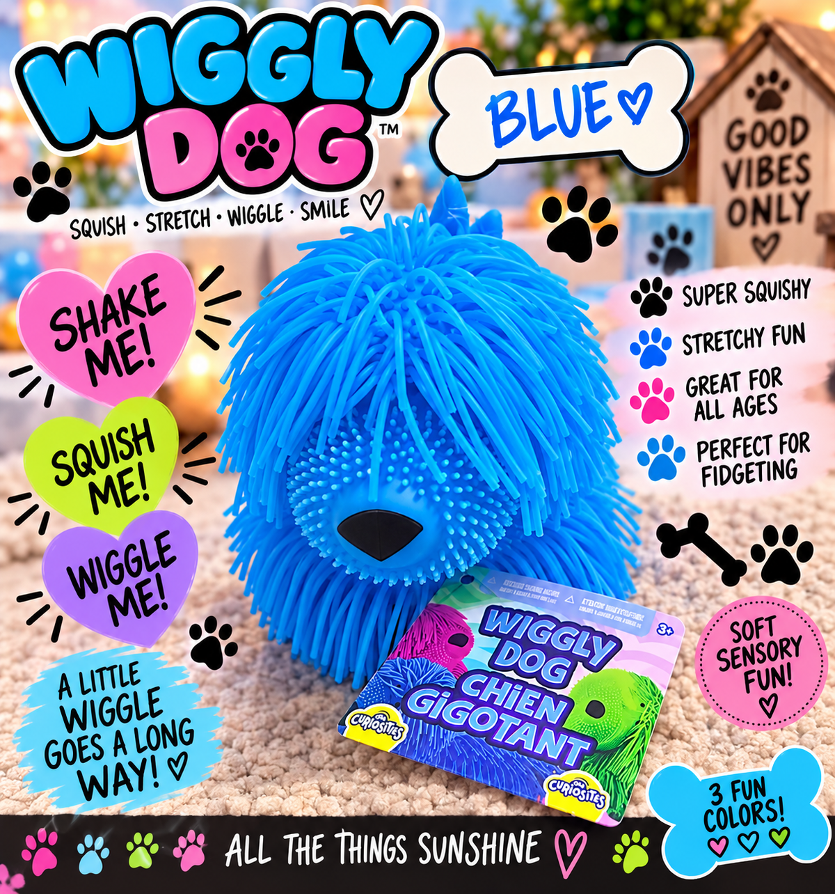 ORB Curiosities Wiggly Dog Sensory Fidget Toy – Choose Your Color