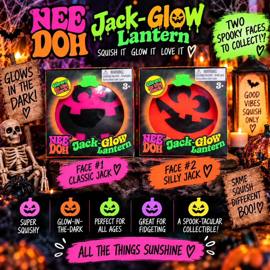 NeeDoh Jack-Glow Lantern Glow-in-the-Dark Halloween Squishy – Choose Your Face