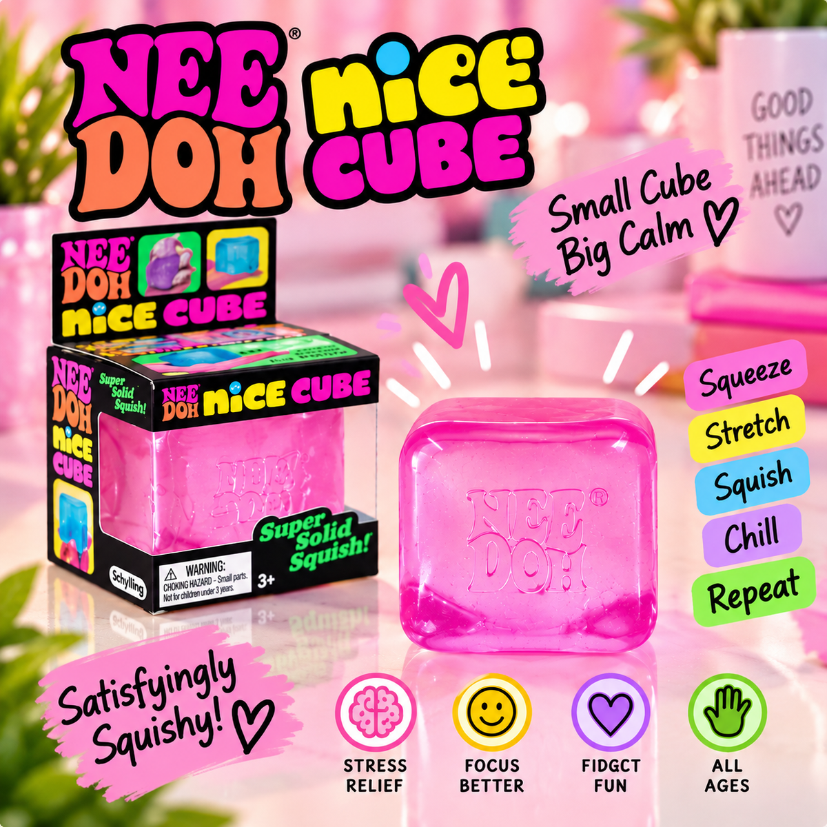 NeeDoh Nice Cube – Super Solid Squishy Sensory Fidget Toy