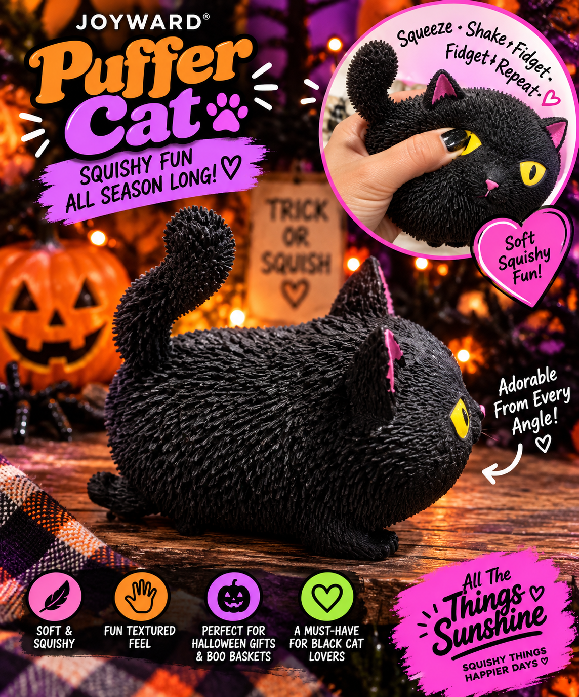 Joyward Halloween Black Cat Puffer – Squishy Sensory Toy