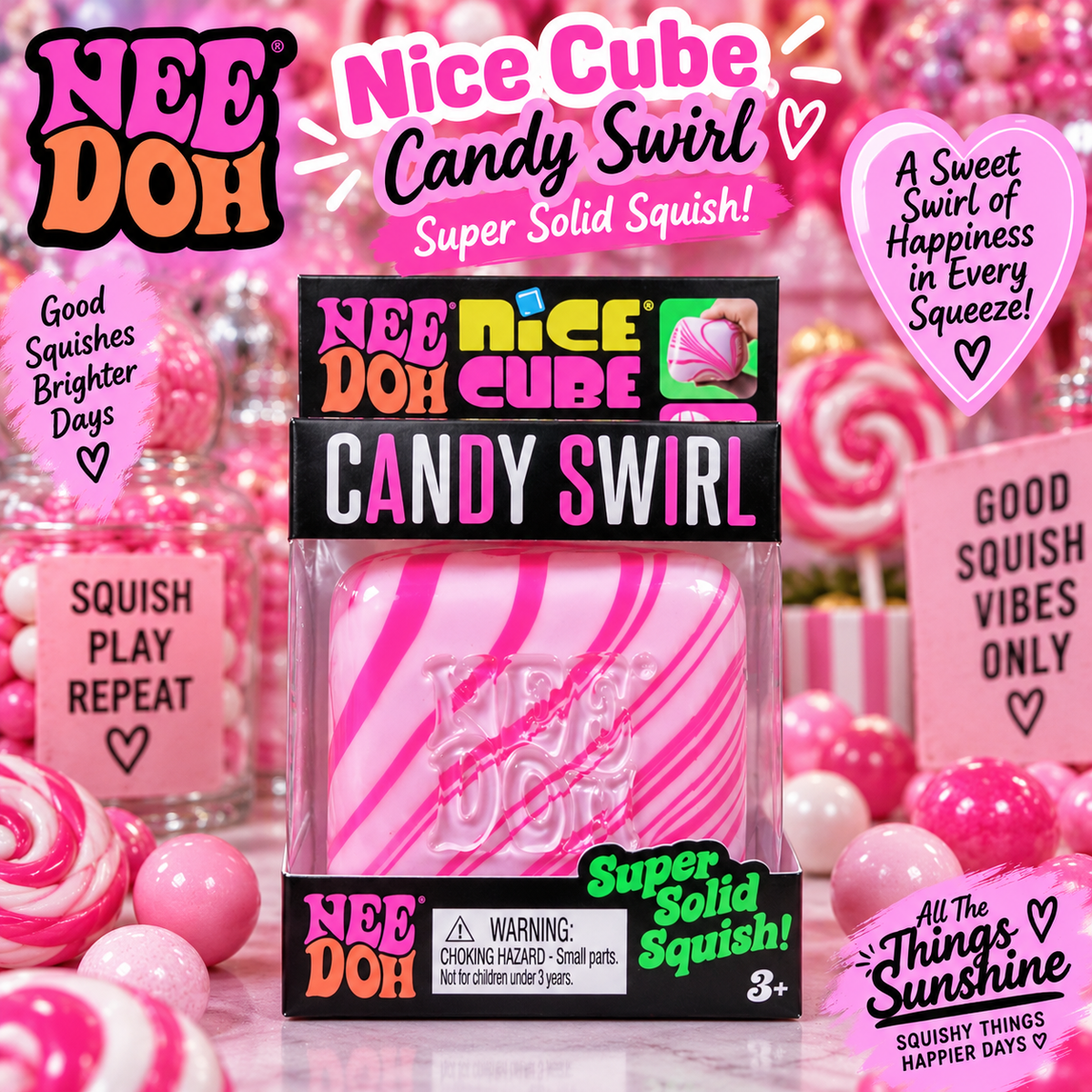 NeeDoh Nice Cube Candy Swirl – Super Solid Squish