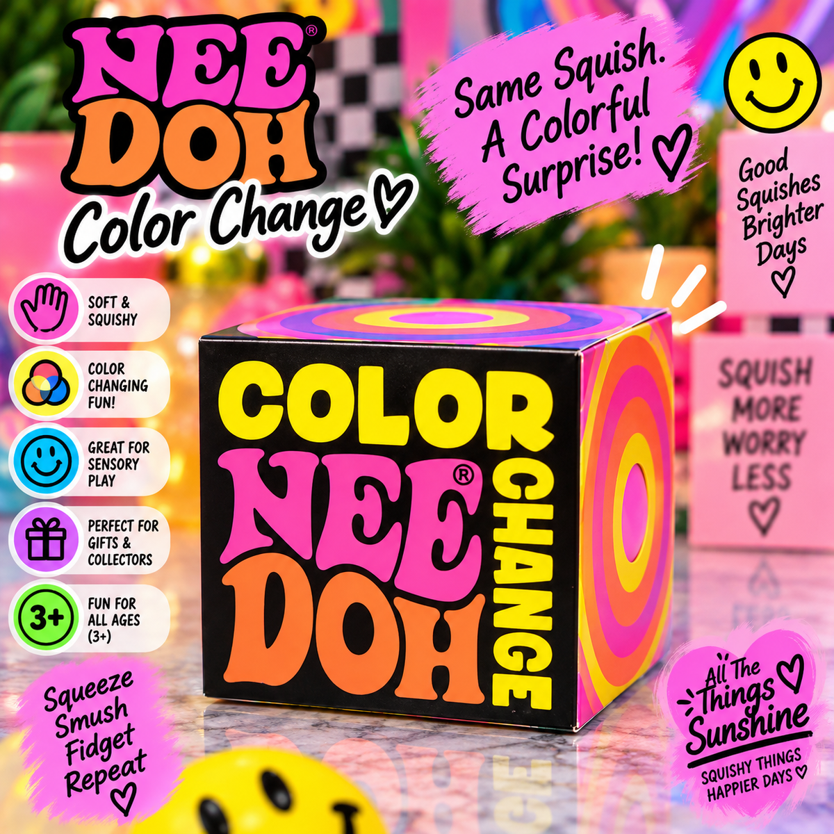NeeDoh Color Change Squishy – Groovy Color-Changing Sensory Toy
