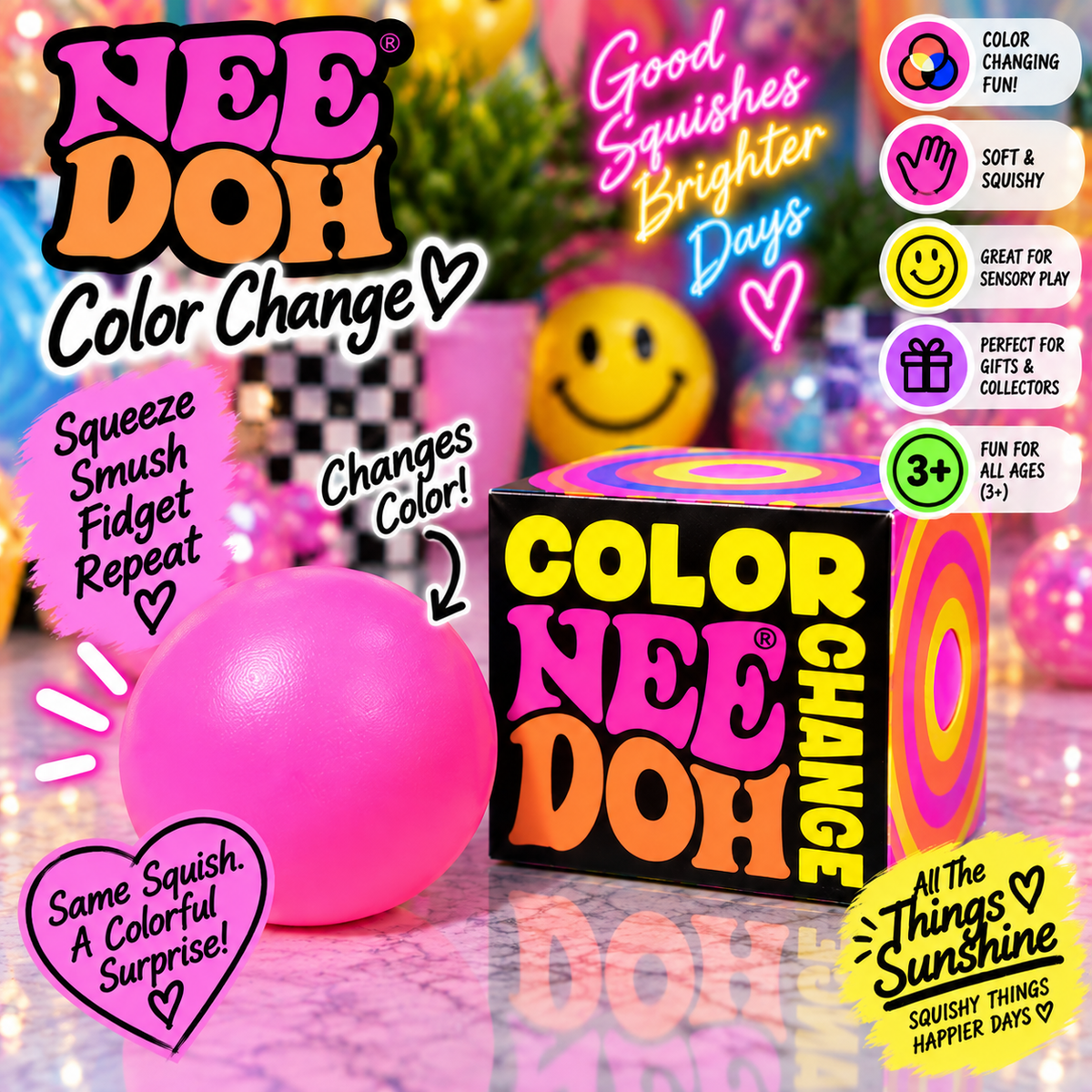 NeeDoh Color Change Squishy – Groovy Color-Changing Sensory Toy