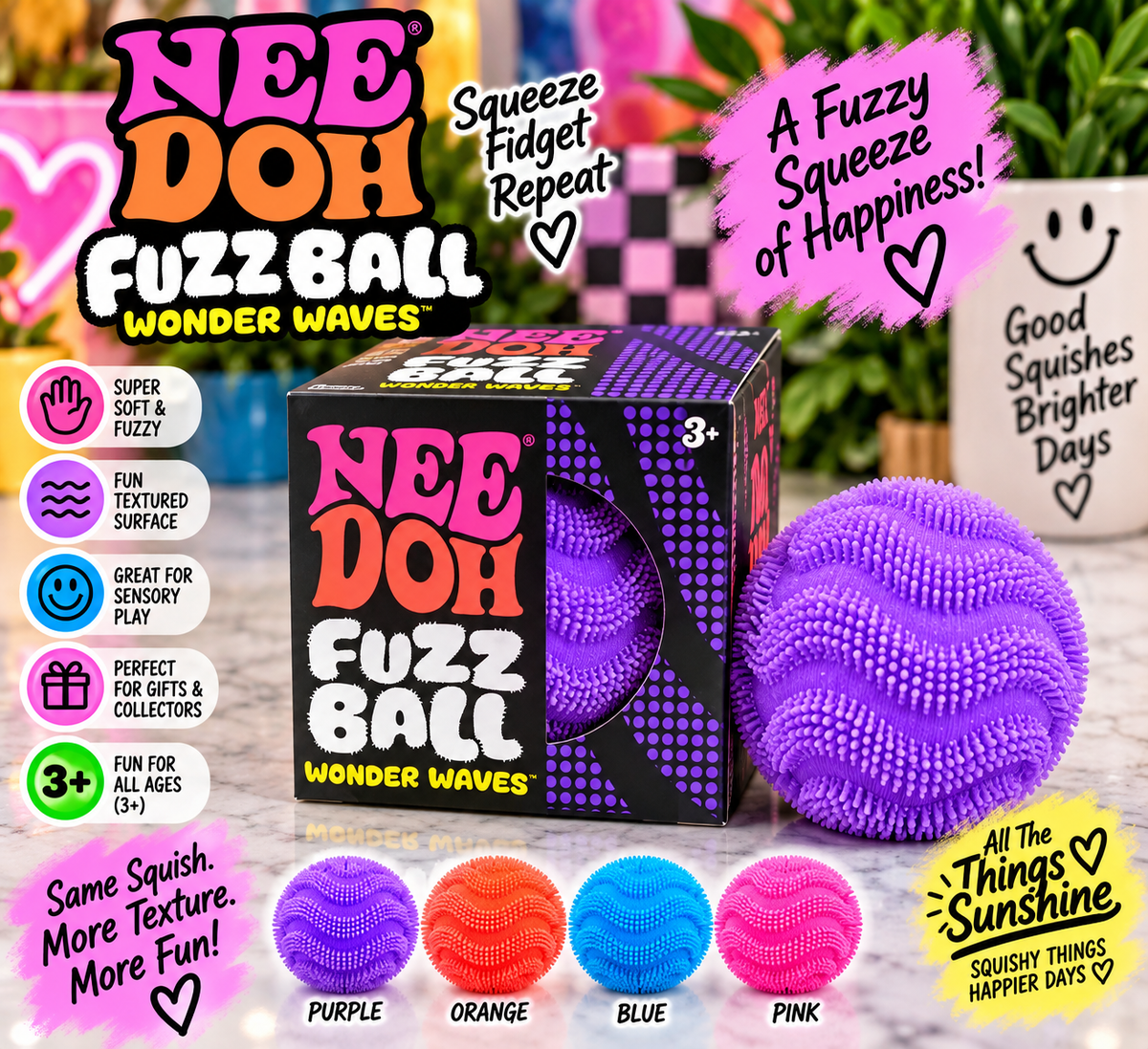 NeeDoh Fuzz Ball – Super Soft Fuzzy Sensory Squishy
