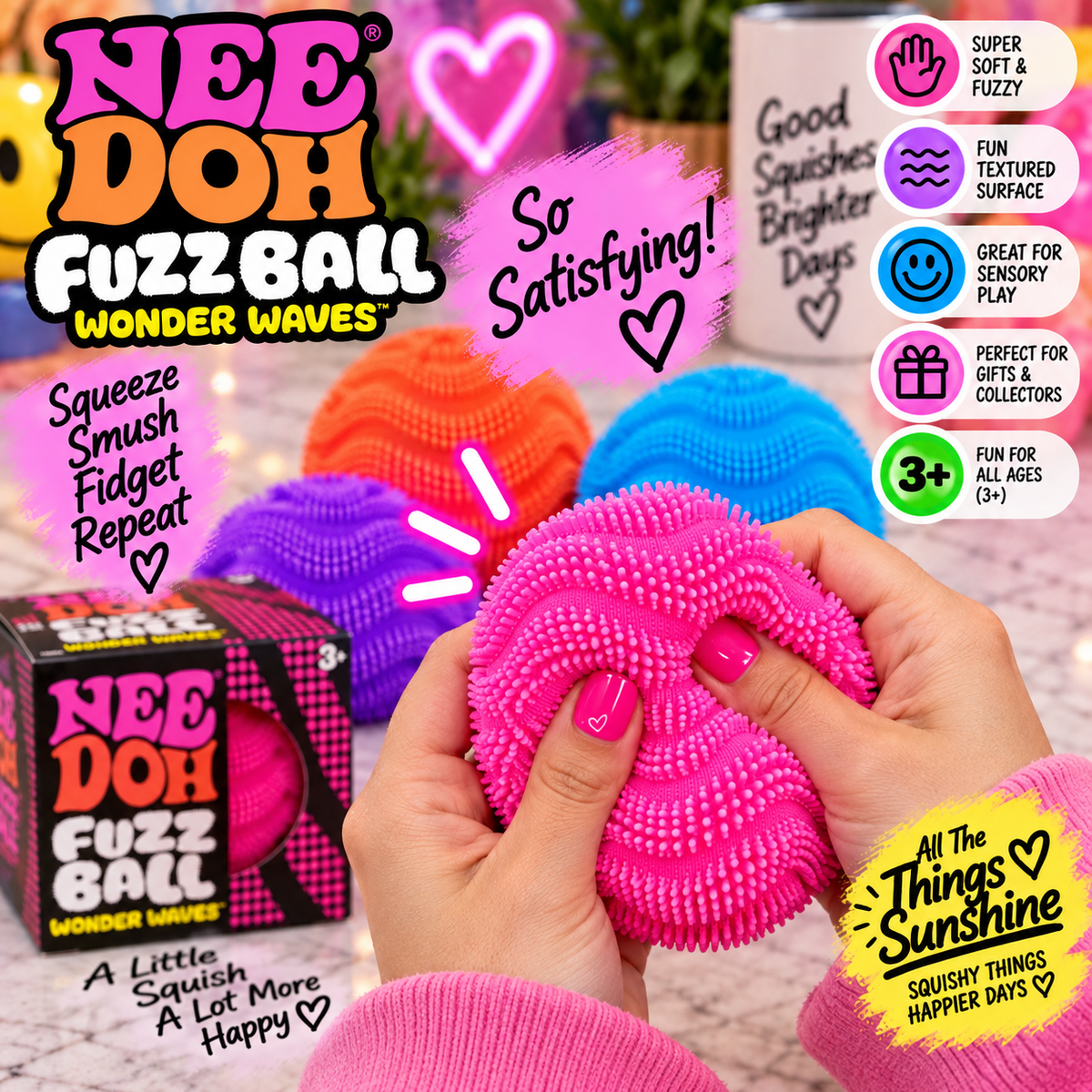 NeeDoh Fuzz Ball – Super Soft Fuzzy Sensory Squishy