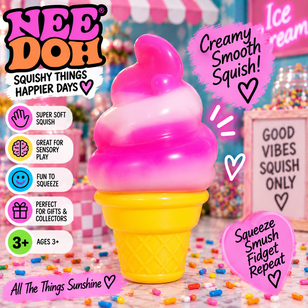 NeeDoh Nice Cream Cone – Creamy Smooth Ice Cream Squishy