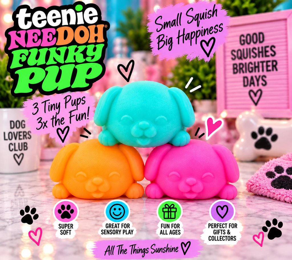 Teenie NeeDoh Funky Pup 3-Pack – Mini Puppy Sensory Squishies