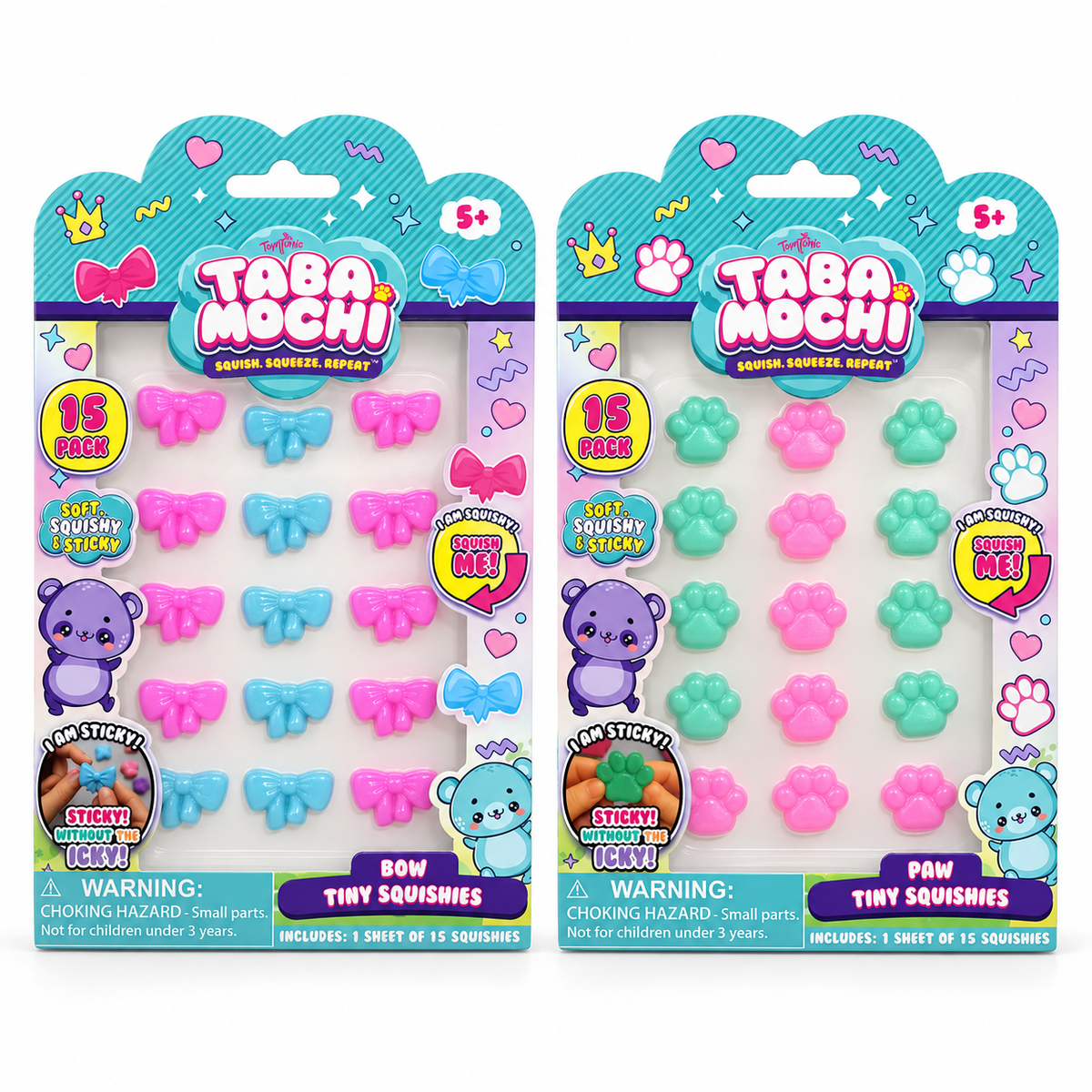 Taba Mochi Tiny Squishies – 15-Pack Sticky Sensory Fidget Toys
