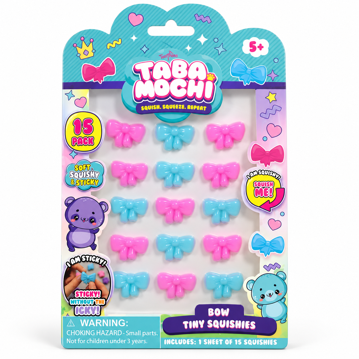 Taba Mochi Tiny Squishies – 15-Pack Sticky Sensory Fidget Toys