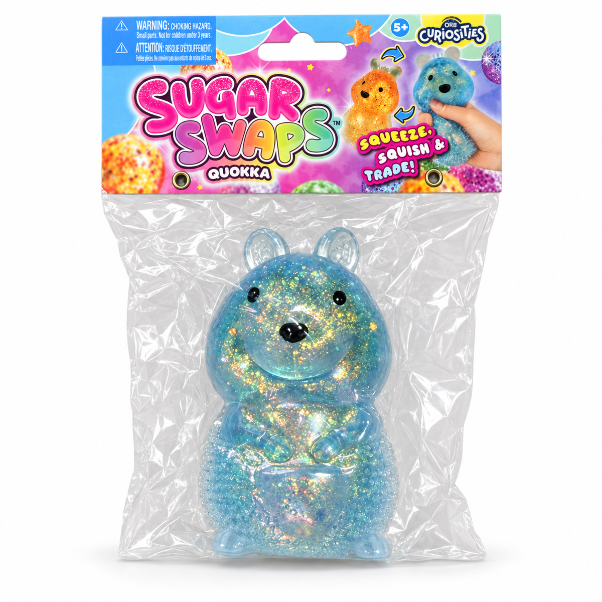 ORB Curiosities Sugar Swaps Quokka – Blue Glitter Squishy Sensory Toy