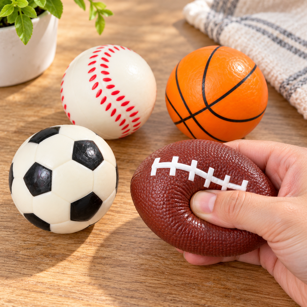 Squishy Sports Balls 4-Pack | Baseball, Soccer, Basketball & Football
