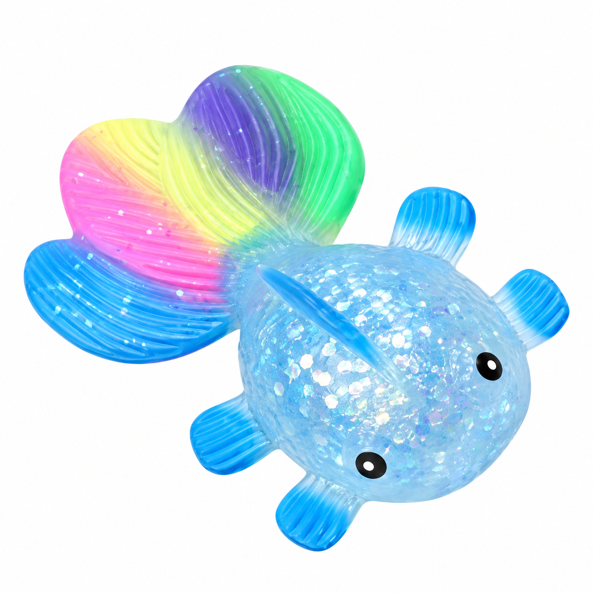 Glitter Goldfish Squishy – Rainbow Sensory Squeeze Toy