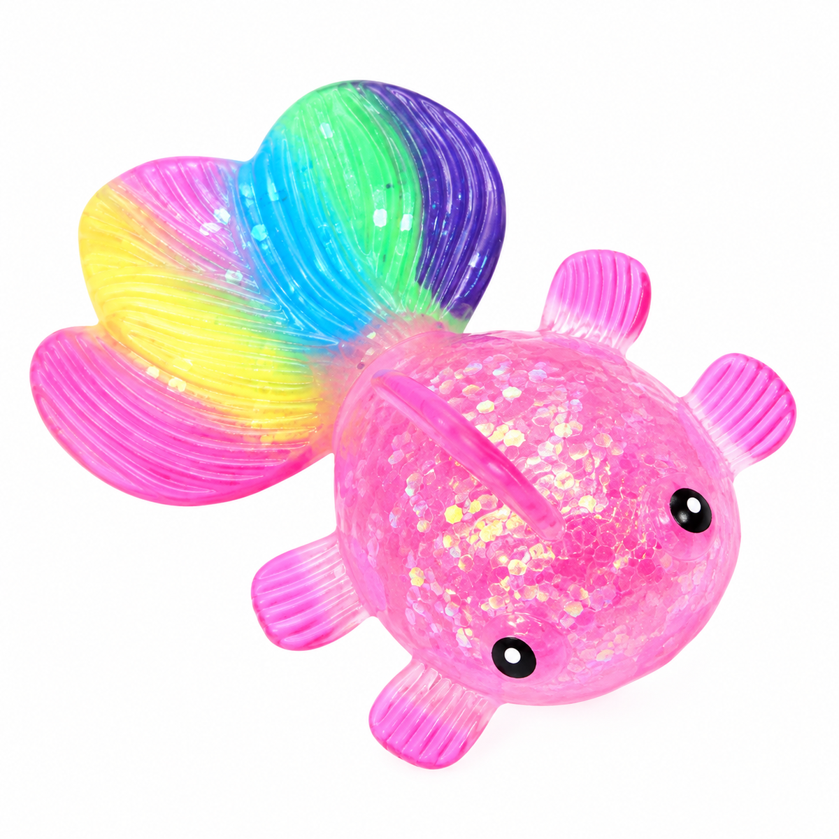 Glitter Goldfish Squishy – Rainbow Sensory Squeeze Toy