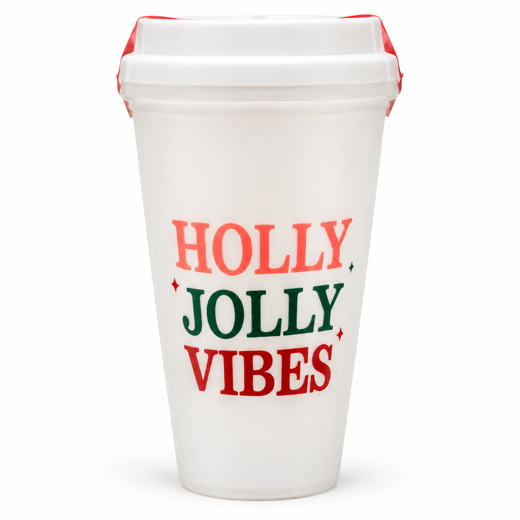 Holly Jolly Vibes 16 oz Holiday Coffee - 2 Cups with lids